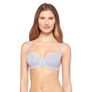 Unlined Laced Balconette Bra 36C Burgundy NWT